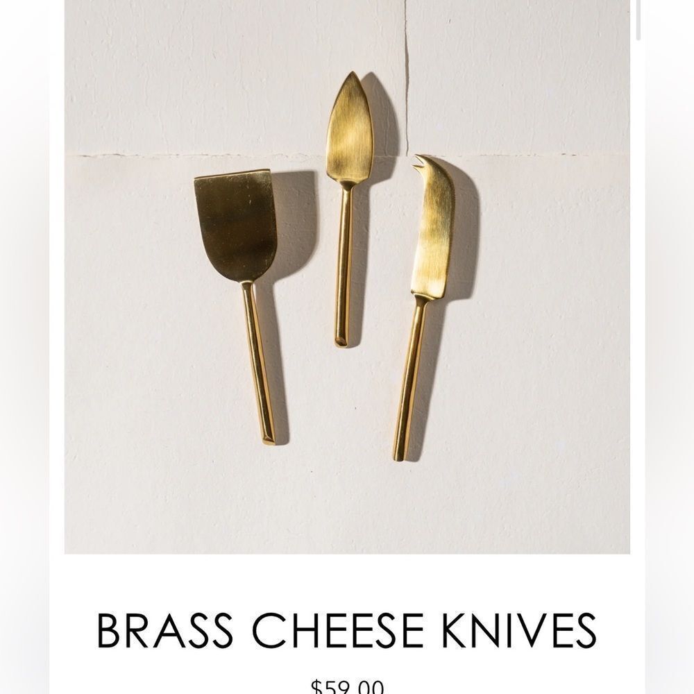 Epicure gold brass tone cheese knives